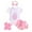 Rose Chaud, variante sur XDZJLR Ensembles pour Filles Pâques Barboteuse Brodée et Robe Florale avec Chaussettes à Nœud Ensemble d'Été 4 Pcs