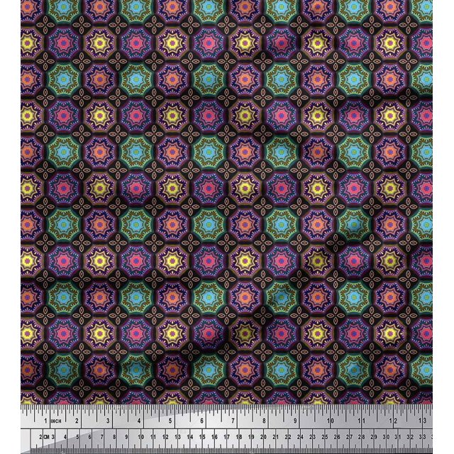 Tissu de Coton Imprimé Mandala Floral par Yard 56 Pouces de Large