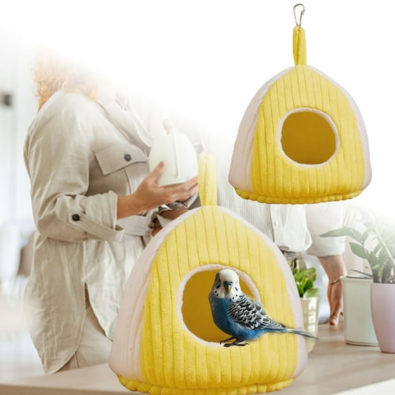 Winter Warm Bird Nest Bed, Hanging Cotton Parrot Hammock for Cage 1 Pack, Cozy Sleeping Hut for Parakeet, Soft Hideaway Cave for Small Animals 6.7x6.7 Inch