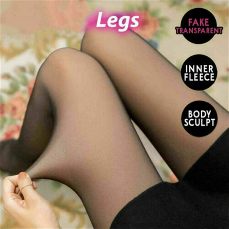 DanceeMangoos Thick Fleece Lined Warm Tights for Women Winter Flawless Legs  Pantyhose Fake Translucent Leggings Pant