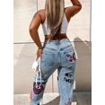 thumbnail image 2 of Lovelywholesale Butterfly Letter Print Ripped Jeans (No Stretch), 2 of 4