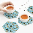 thumbnail image 7 of Lsque funny lion in pirate Pattern 4" Drink Coasters Set of 6, Leather Absorbent Coasters, Table Coaster Set Decorative Coffee Cup Coasters Housewarming Gift,Hexagon, 7 of 7