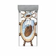 thumbnail image 2 of Ambesonne Nautical Fitted Sheet & Pillow Sham Set, Ships Wheel Sailing, Queen, Brown Blue, 2 of 3