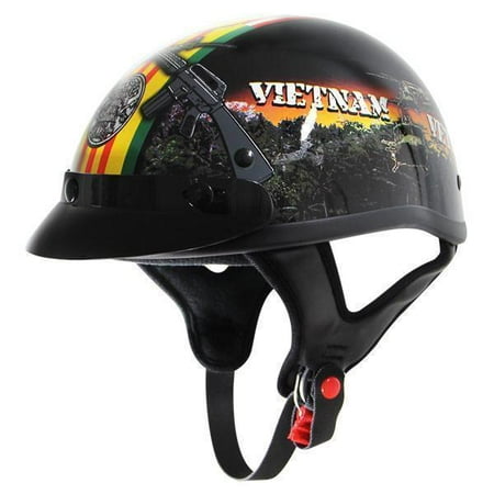 - Outlaw Helmets Outlaw T70 Glossy Motorcycle Half Helmet with Vietnam-Veteran-of-America Graphics Black Small