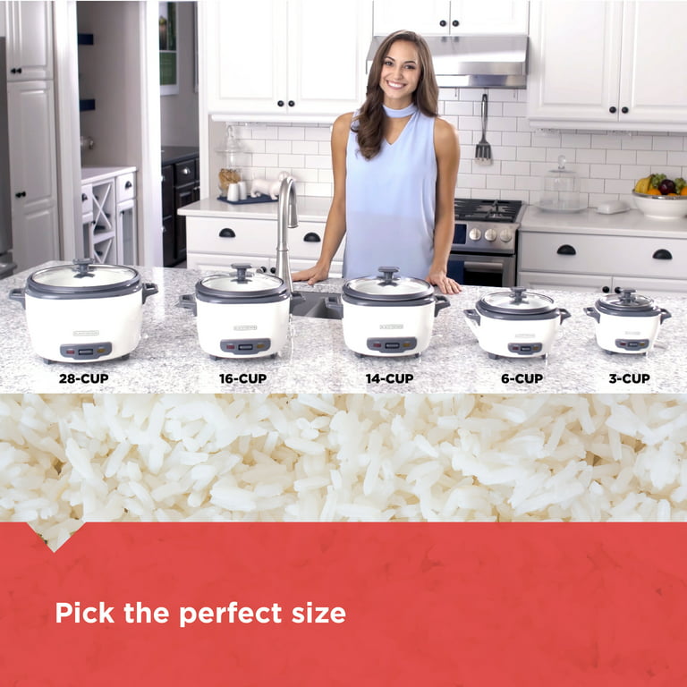 Black & Decker 3 Cups Uncooked Yields 6 Cups Cooked, Rice Cooker