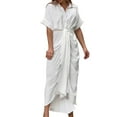 thumbnail image 1 of Gspmoly Robe pour Femmes, Nouvelle Collection de Taille Style Chemise d'Été pour Femmes à Manches Courtes, Col Rabattable, Imprimée, Longue Robe de Vacances, Robes de Travail pour Femmes, Cadeaux de Vacances, 1 of 2