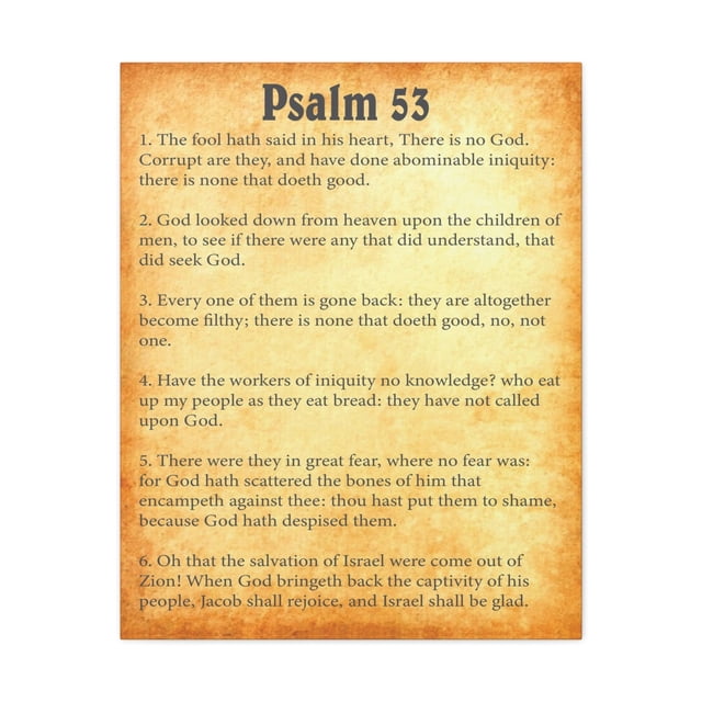 Scripture Walls Psalm 53 Chapter Gold Bible Canvas Christian Wall Art Ready to Hang Unframed