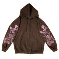 thumbnail image 3 of Sudadera con capucha y lazo con cremallera estampada para mujer coreana 2021, chaqueta negra retro, sudadera de calle, 3 of 5