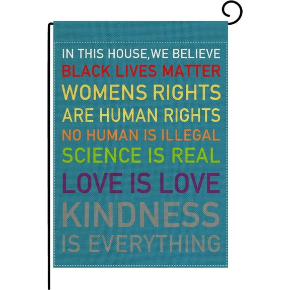 In This House, We Believe Small Garden Flag Vertical Double Sided 12.5 X 18 Inch Burlap Yard Outdoor Decor