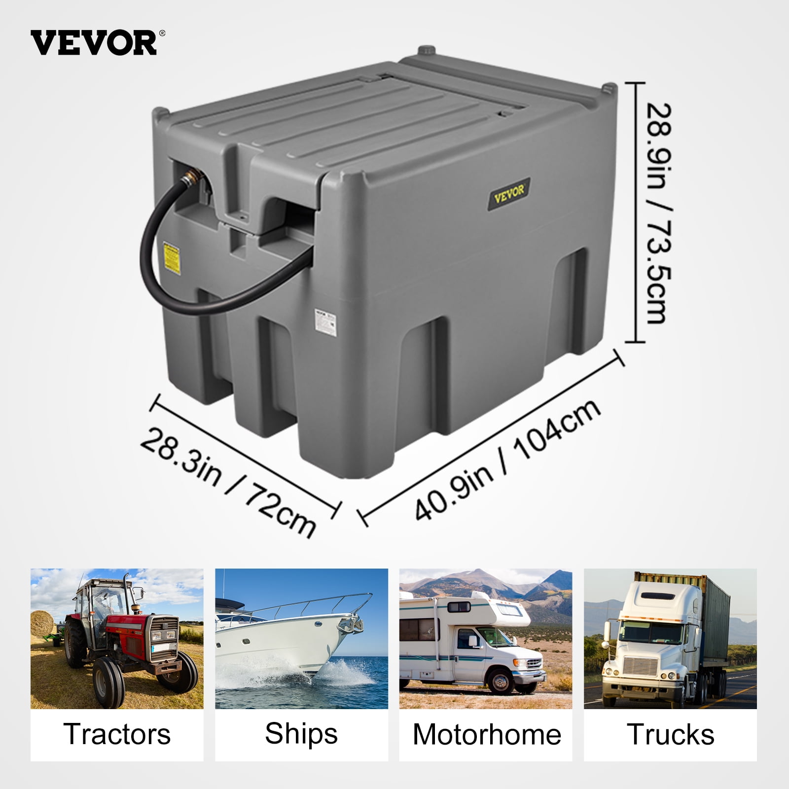 VEVOR Portable Diesel Tank 116 Gal Diesel Fuel Tank with 12V Transfer Pump Gray