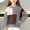 thumbnail image 2 of Toddler Boy Sweater, Unisex Puzzle Color Matching Long-Sleeved Knitted Top, 2 of 9