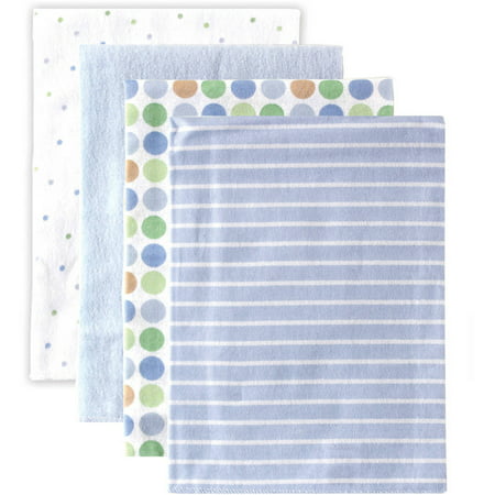 Luvable Friends Baby Boy and Girl Flannel Receiving Blanket, 4-Pack - Blue (Best Cotton Baby Blankets)