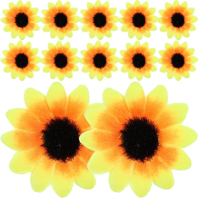 150 piezas de cabeza de girasol simulada, pequeña cabeza de girasol, adorno de girasol, decoración DIY