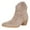 Beige, variant on Cowboy Ankle Boots for Women Fashion Casual Solid Suede Pointed Toe Chunky Block High Heel Wide Calf Slip on Cowgirl Dress Short Booties Fall Winter Beige Size 6