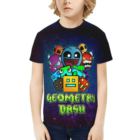 Geometry Dash Kids T-Shirt 3d Printed Graphic T-Shirts Boys And Girls Short Sleeve Shirts For Youth Kids X-Small