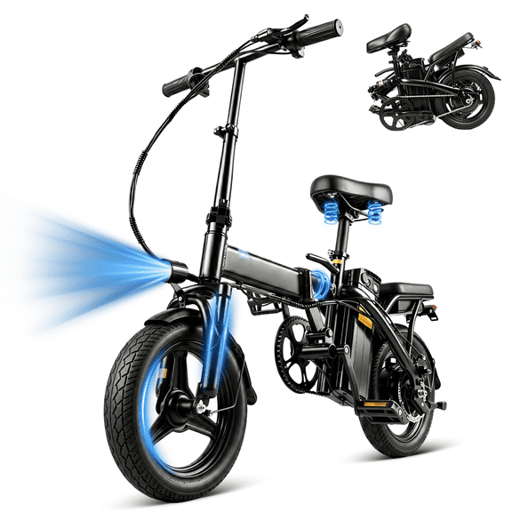 14" Foldable Electric Bike for Adults, Commuter E-Bike with 500W Peak Motor, 36V 12Ah Removable Battery, 20 MPH 32 Miles Range,UL 2849 Certified