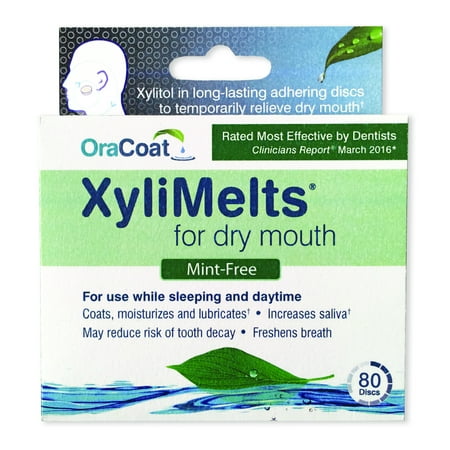 OraCoat XyliMelts for dry mouth, Mint Free, 80 ct