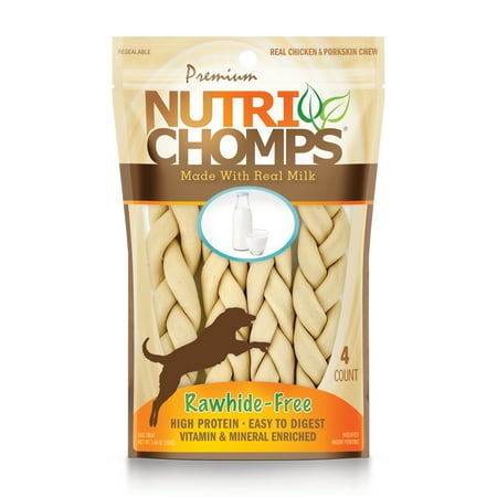 UPC: 0015958988126 | NutriChomps Dog Chews 6-inch Braids Easy to Digest Long Lasting Rawhide-Free Dog Treats Healthy 4 Count Real Milk flavor