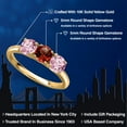 thumbnail image 2 of Gem Stone King 10K Yellow Gold Red Garnet and Pink Lab Grown Diamond Engagement Ring for Women | 1.55 Cttw | Round 5MM | Gemstone January Birthstone | Size 5, 2 of 6