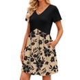 thumbnail image 3 of Fantaslook Summer Dresses for Women Casual Short Sleeve V Neck Babydoll Dress Fashion Vacation Mini Dress with Pockets, 3 of 7