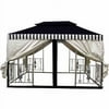 DC America 11.5' x 11.5' 2-Tier Gazebo, Dark Brown with Beige Cabana Top