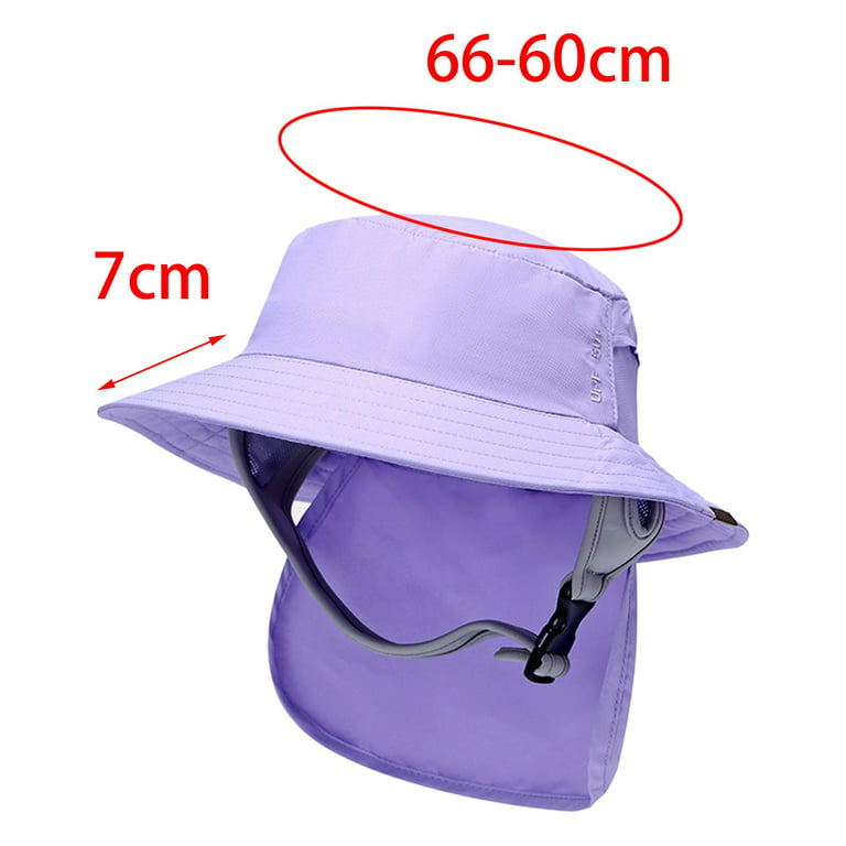 2Pieces Lightweight Surf Bucket Hat with Chin Straps Neck Flap Cover Wide  Brim Hat for Surfing, Water Sports, Outdoor, Tourism, Fishing Gray and  Violet 