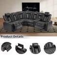 thumbnail image 2 of Bonzy Home Electric Power Recliner Sofa Set — PU Leather Power Recliner Chair, Sofa Set with LED Lights, Adjustable Headrests, USB Ports, Hidden Arm Storage & Cup Holders, Black, 2 of 9