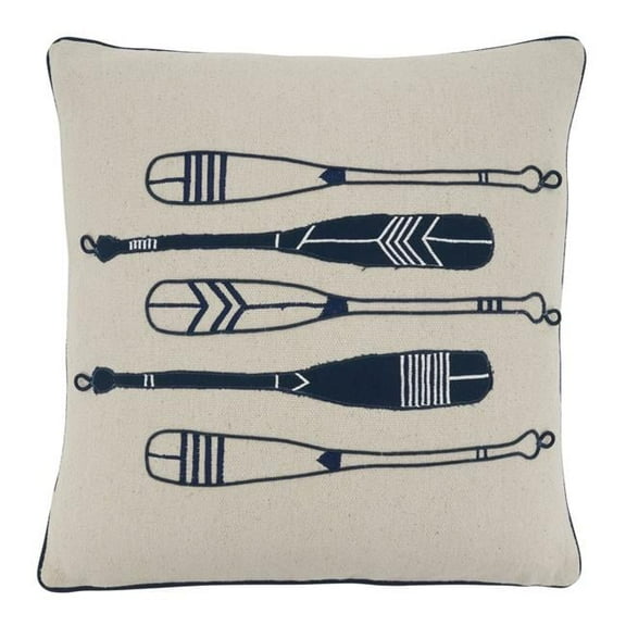 SARO 342.NB18SC 18 in. Square Navy Blue Oars Throw Pillow Cover