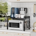 thumbnail image 3 of Extendable Microwave Oven Rack - Adjustable Kitchen counter shelf, 2 Tier Microwave Stand  with 6 Hooks for Kitchen Countertop Organizer (Black), 3 of 10