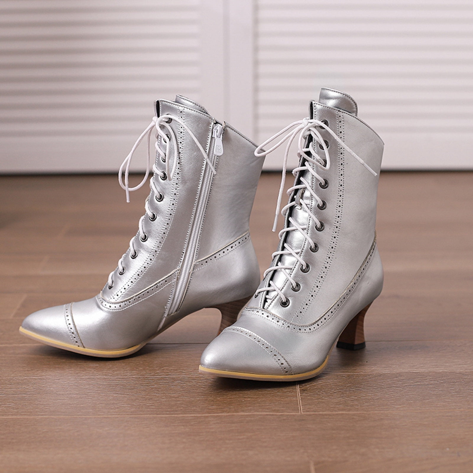 Dakaela Victorian Boots for Women Vintage Granny Witch Ankle Boots