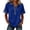 158#Blue, variant on Women's Denim Button Up Shirts Lapel Collar V Neck Short Sleeve Casual Fashion Patchwork Blouses Blue S