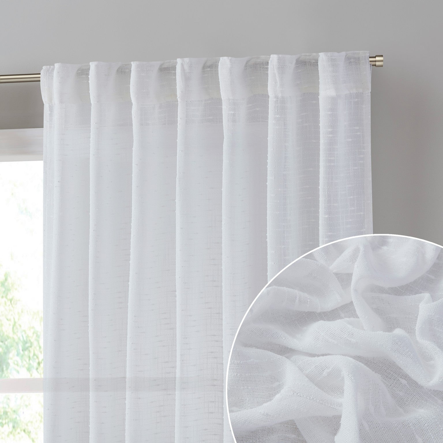 THD Charlotte Faux Linen Semi Sheer Light Filtering Transparent Back