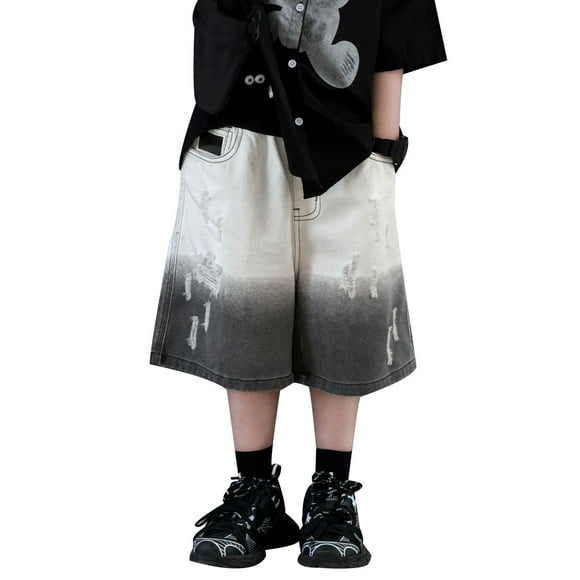 Little Boys Casual Denim Shorts Comfortable Patchwork Design Summer Play Outfits Pants Clothes for Kids Size 5-6T