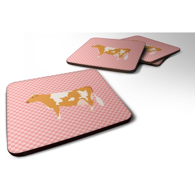 ""Caroline's Treasures Posavasos decorativos Guernsey Cow Pink Check 3,5 Multicolor""