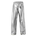 thumbnail image 3 of Mens Metallic Shiny Disco Pants Sparkling Straight Leg Elastic Waist Hip Hop Trousers Rave Outfits Party Costume (XL, Silver), 3 of 3