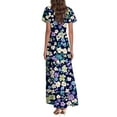thumbnail image 3 of NAMTYQX T Shirt Dresses for Women 2025 V Neck Short Sleeve Bohemian Summer Maxi Dresses for Women 2025 Purple Size L, 3 of 5