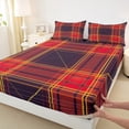 thumbnail image 3 of Manfei Teens Children Retro Grid 4pcs Bed Sheets,Abstract Vintage Plaid King Sheets,Geometric Theme Super Cozy Sheet Set,Super Cozy Room Decor, 3 of 7