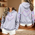 thumbnail image 5 of Women's Heart Printed Long Sleeve Hoodies Fall Fleece Lined Oversized Casual Graphic Pullover Hooded Sweatshirts S-XXL, 5 of 6