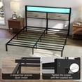 thumbnail image 5 of DRNANLIT King Size Bed Frame with Headboard, RGB LED Lights & Charging Station, Metal Platform, Under Bed Storage, No Box Spring Needed, Easy Assembly, Rustic Grey, 5 of 8