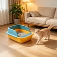 thumbnail image 3 of HWRETIE Semi Enclosed High Sided Cat Litter Box Splash Proof Open Top Design Spacious Cat Toilet for Cats Under 10 Pounds Easy Clean Indoor Litter Tray, 3 of 6