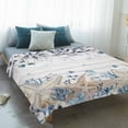 thumbnail image 4 of Blue Beige Coastal Blanket Soft Cozy Warm Throw Blanket for Couch, Plush Fuzzy Flannel Fleece Blankets for Sofa, Beach Starfish Summer Eucalyptus Retro Bed Blankets Lightweight Gifts for Men, 50"x60", 4 of 9