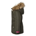 thumbnail image 6 of Girls Fleece Lined Heavy Winter Parka Jacket Coat Faux Fur Trim Zip-Off Hood - Olive (10/12), 6 of 7