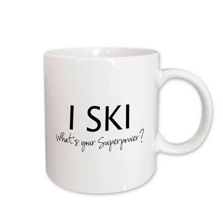 3dRose I Ski - Whats your superpower - fun gift for skiers and skiing fans, Ceramic Mug,