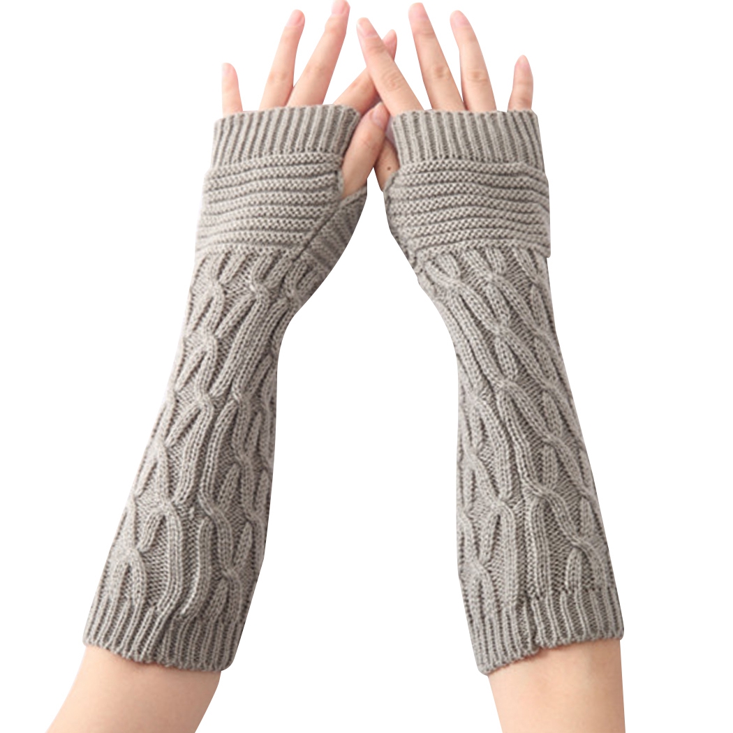 小物 NKNIT sheer llic KNIT arm/leg cover Winter Arm Sleeves Unisex Elastic Cable Knit Thumb Hole Arm