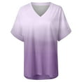 thumbnail image 3 of Patlollav Womens Fashion Gradient Printed Blouse V-Neck Short Sleeve Loose T-Shirt Tops, 3 of 6