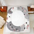 thumbnail image 4 of Manfei Cartoon Pet Fitted Sheet Full,Kawaii Cat Kitten Bed Set, Gray White, 3pcs, 1 Fitted Sheet and 2 Pillowcases, 4 of 6