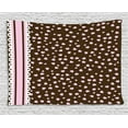 thumbnail image 1 of Chocolate Tapestry, Lace Stripe Heart Filled Romantic Pattern on Abstract Brown Background, Wall Hanging for Bedroom Living Room Dorm Decor, 80W X 60L Inches, Pale Pink Brown White, by Ambesonne, 1 of 2