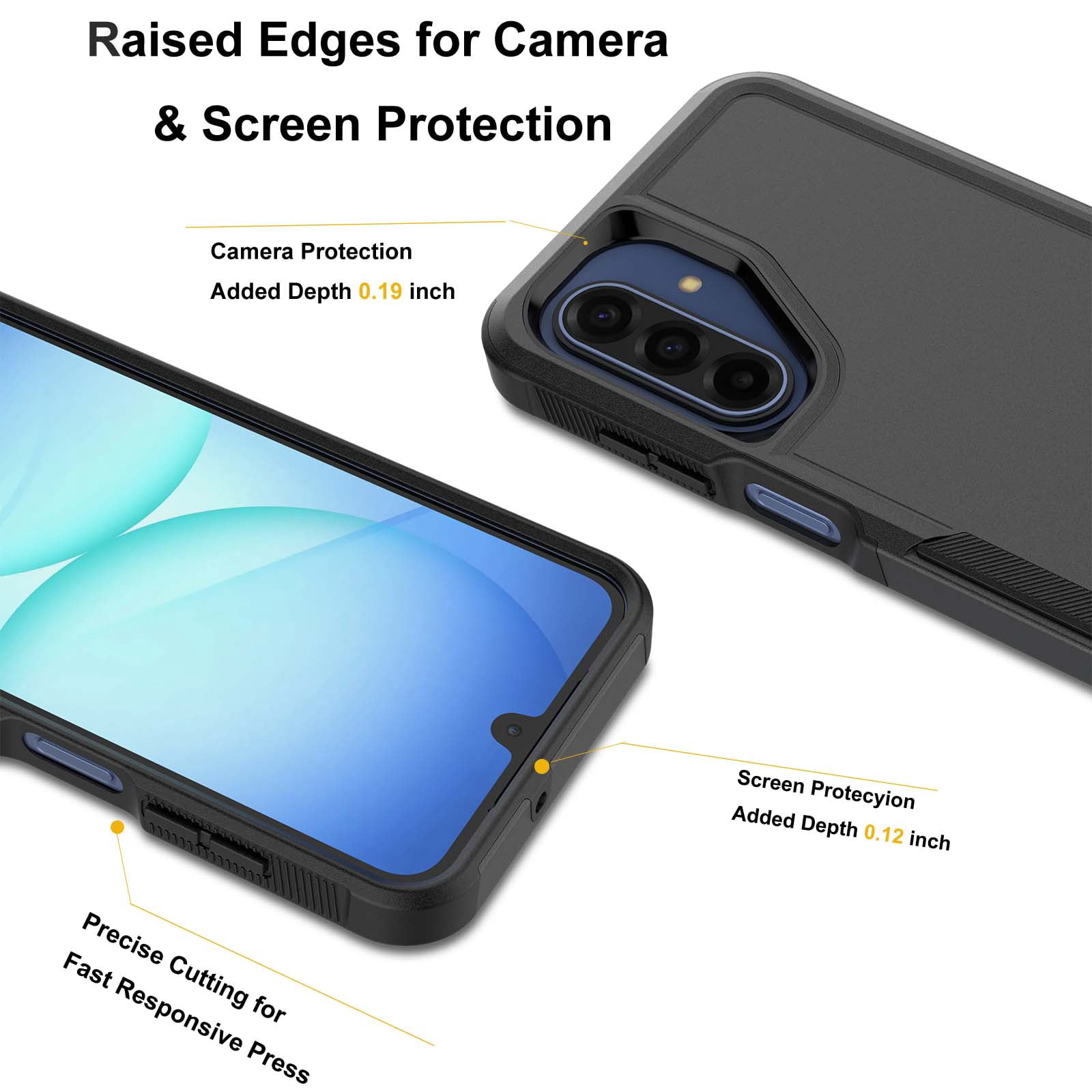 Military Grade Shockproof Samsung Galaxy A17 5G 2025 Case,Dual Layer Full Body Protective Cover with Anti-Slip Grip & Raised Camera Heavy Duty Rugged Case- Black