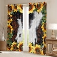 thumbnail image 2 of jejeloiu Retro Rustic Sunflower Blackout Curtains Set of 2 (52x84 Each),Cowhide Pattern Window Curtains,Yellow Brown White Curtains and Drapes Fpr Men Women,Luxury Bedroom Decor, 2 of 6