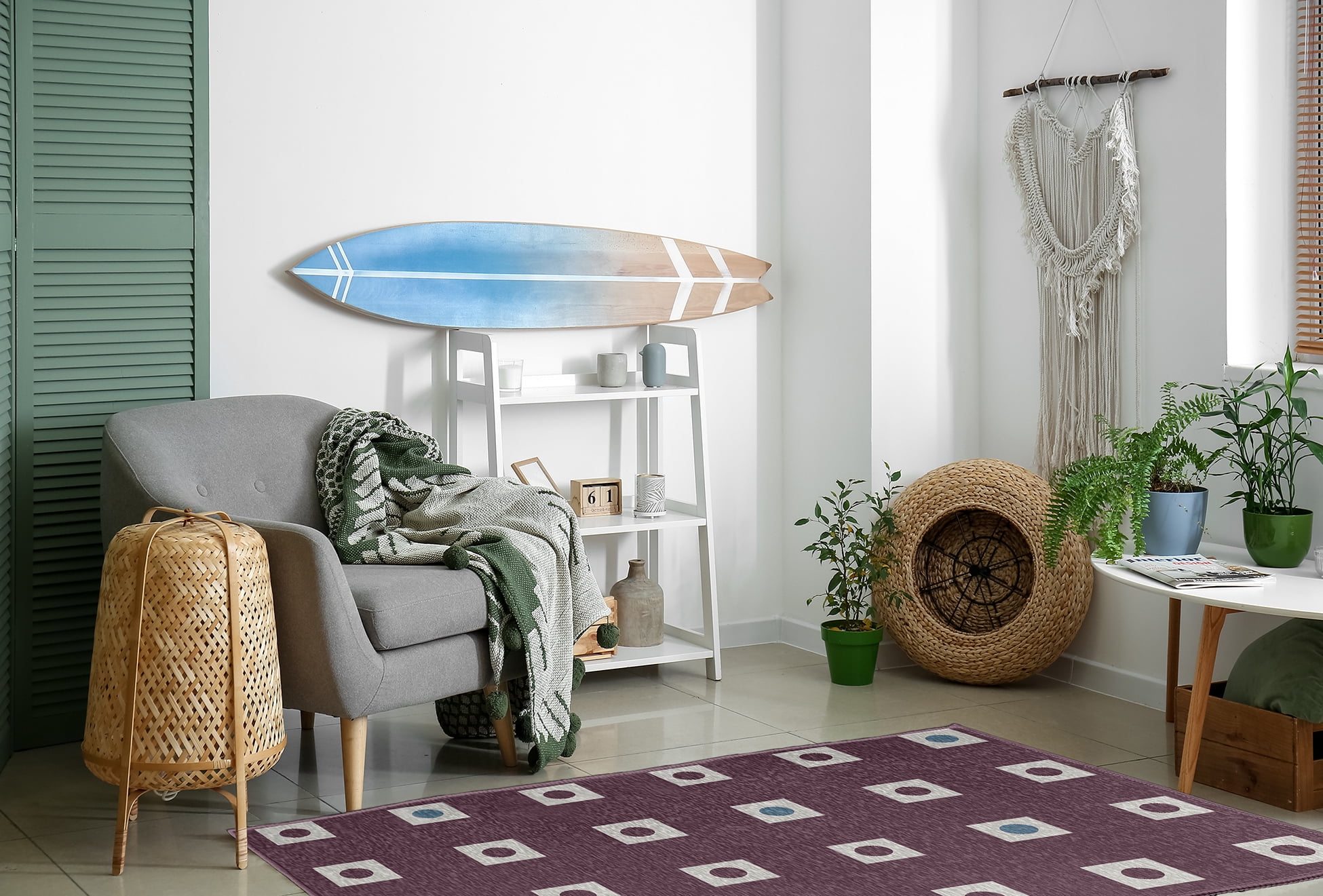 Simply Daisy 4' x 6' Li'l Boxes Chenille Rug, Dusty Purple